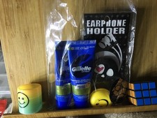 Mini Stocking Filler Men - Gilette Wash, Earphone/Charger Cable Holder, More