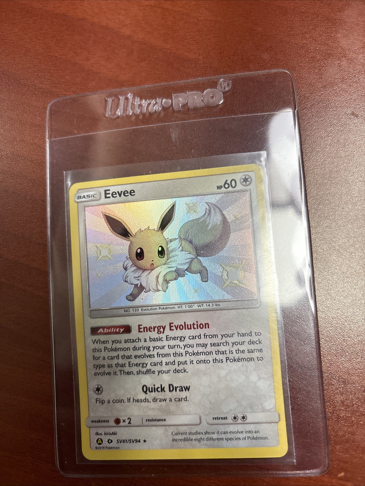 Eevee SV41/SV94 Pokemon Shiny Holo Rare Hidden Fates: Shiny Vault Card NM