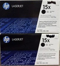 Lot of (2) SEALED Genuine HP LaserJet 15X (C7115X) Black Toner Cartridge