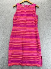 Talbots Womens Sleeveless Sheath Dress Vibrant Pink Orange Stripes Size 10
