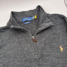 Polo Ralph Lauren Men's XL Charcoal Gray Estate Rib Quarter Zip Pullover Sweater
