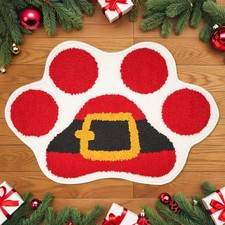 Dog Christmas Rug Santa Bathroom Bath Mat Winter Doormats Tub Living 18x28 Inch