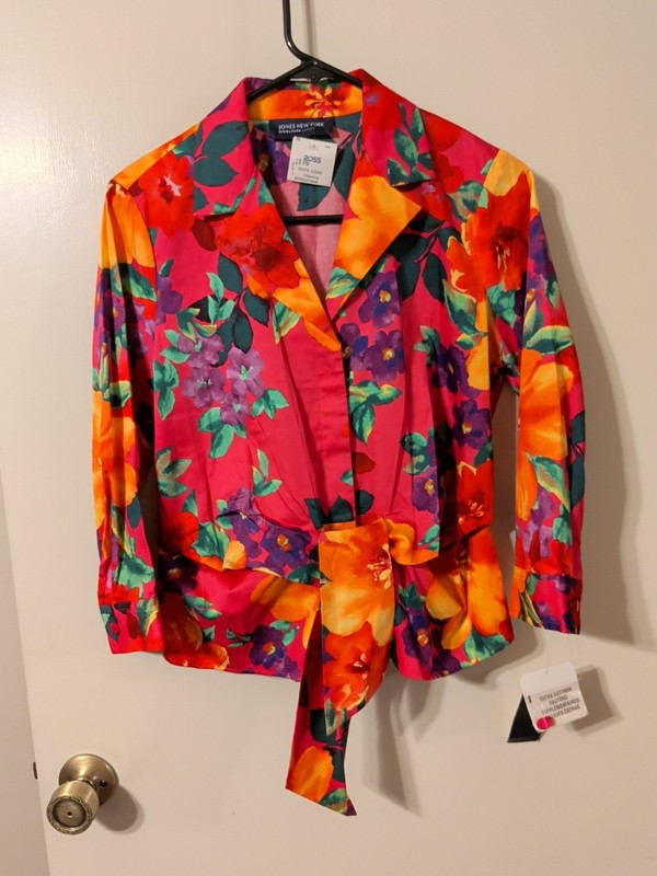 Jones Of NY Ladies Pink Spring Flower Jacket Size PM NEW