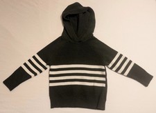 3T Cat Jack Boys Knit Hooded Pullover Sweatshirt, Forest Green/Cream Stripes