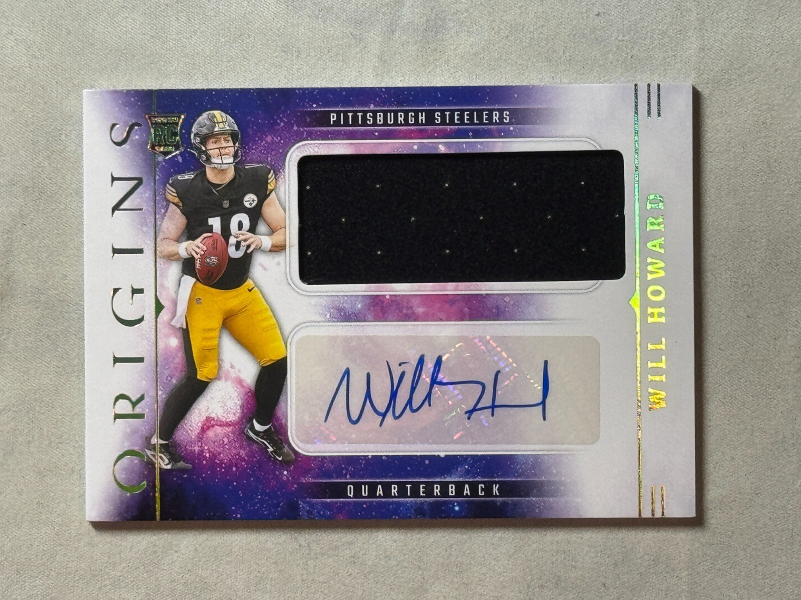2025 Panini Origins Will Howard Rookie Patch Auto RPA RC #RJJ-WHD Steelers (C)