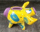 GANZ Ceramic Yellow Pig with Purple And Blue Circles Coin Money Bank — photo 7