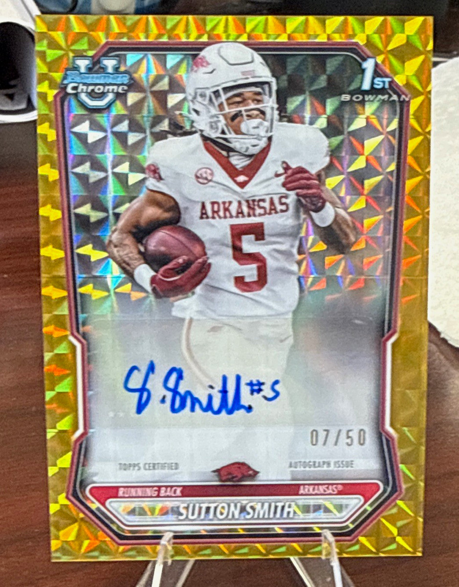 topps 2026 Bowman Football Sutton Smith Chrome NIL Auto Gold /50 Arkansas