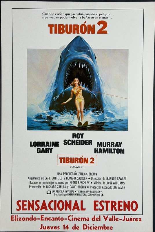 JAWS II ROY SCHEIDER LORRAINE GARY MEXICAN MOVIE POSTER  12"  X  17" (1978)