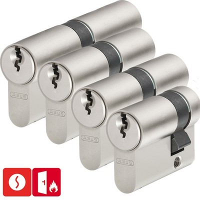 ABUS Profilzylinder E20NP 4er Set, Doppelzylinder 30/30 40/45 Halbzylinder 10/30