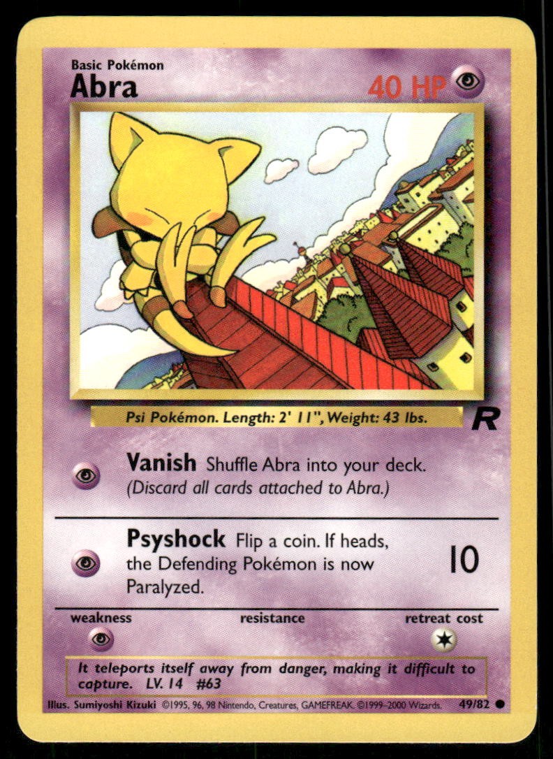 Pokemon Cards Abra 49/82 Team Rocket WOTC Common NM