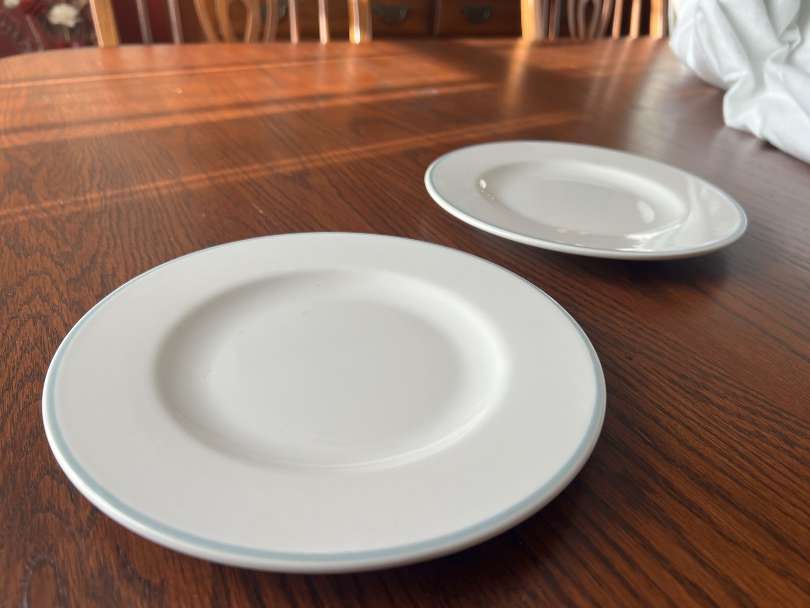 Vintage Pfaltzgraff Salad Plates (Set of 2) White with Blue Edging, 8