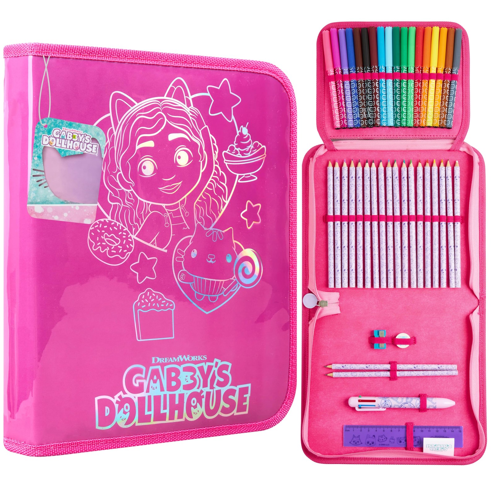 Case For Girls Stationery Set With Colored Pencils Markers Pen Sharpen...