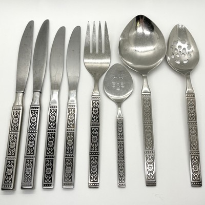 Lot of 8 Pcs (4 Serving, 4 Knives) Isabella Oneida Community Flatware Stainless