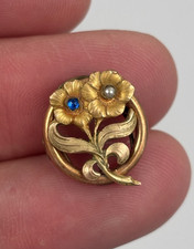 Ancien Coulant de Chaîne / Sautoir plaqué Or à décor de fleurs Art Nouveau