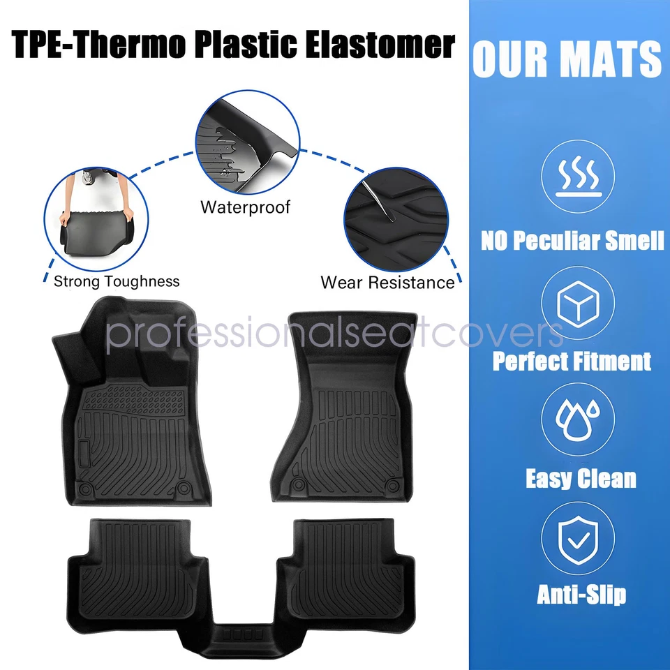 For 2008-2016 Audi A4 Sedan Wagon Allroad TPE 3D 2Row Floor Mats Liner Black 3x - Image 3 of 4