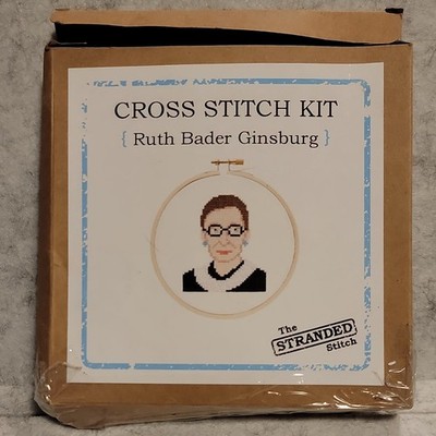 The Stranded Stitch Ruth Bader Ginsburg RBG Cross Stitch Kit Complete Open Box