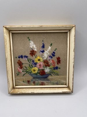 Original Mabel C Heyde Mimi Joy Floral Pastel Painting Vintage Framed Art