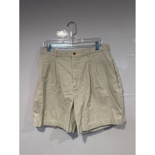 Chic by HIS Classic Pleated Cotton Shorts Beige Tan Womens Size 18