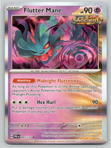 2025 POKEMON FLUTTER MANE PRISMATIC EVOLUTIONS 043/131 HOLO R NM A83081 FREE S&H