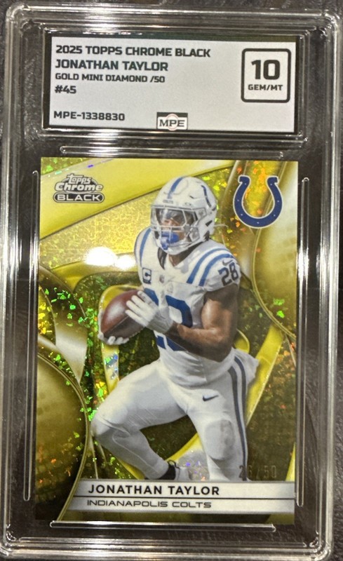 JONATHAN TAYLOR 2025 TOPPS CHROME BLACK Gold Mini Diamonds #/50 COLTS MPE 10