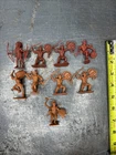 Vintage Marx Indian 54mm Fort Apache Playset Figures Brown Set Lot Of 9