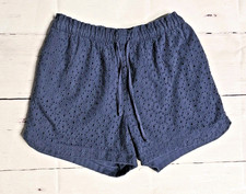 CAT  JACK GIRL XL 14 16 BLUE EYELET CROCHET DRAWSTRING ELASTIC WAIST SHORTS