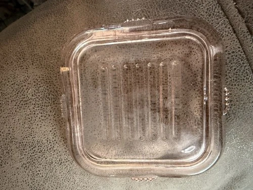 LID ONLY Vintage Pink Federal Ribbed Depression Glass Refrigerator Dish Lid