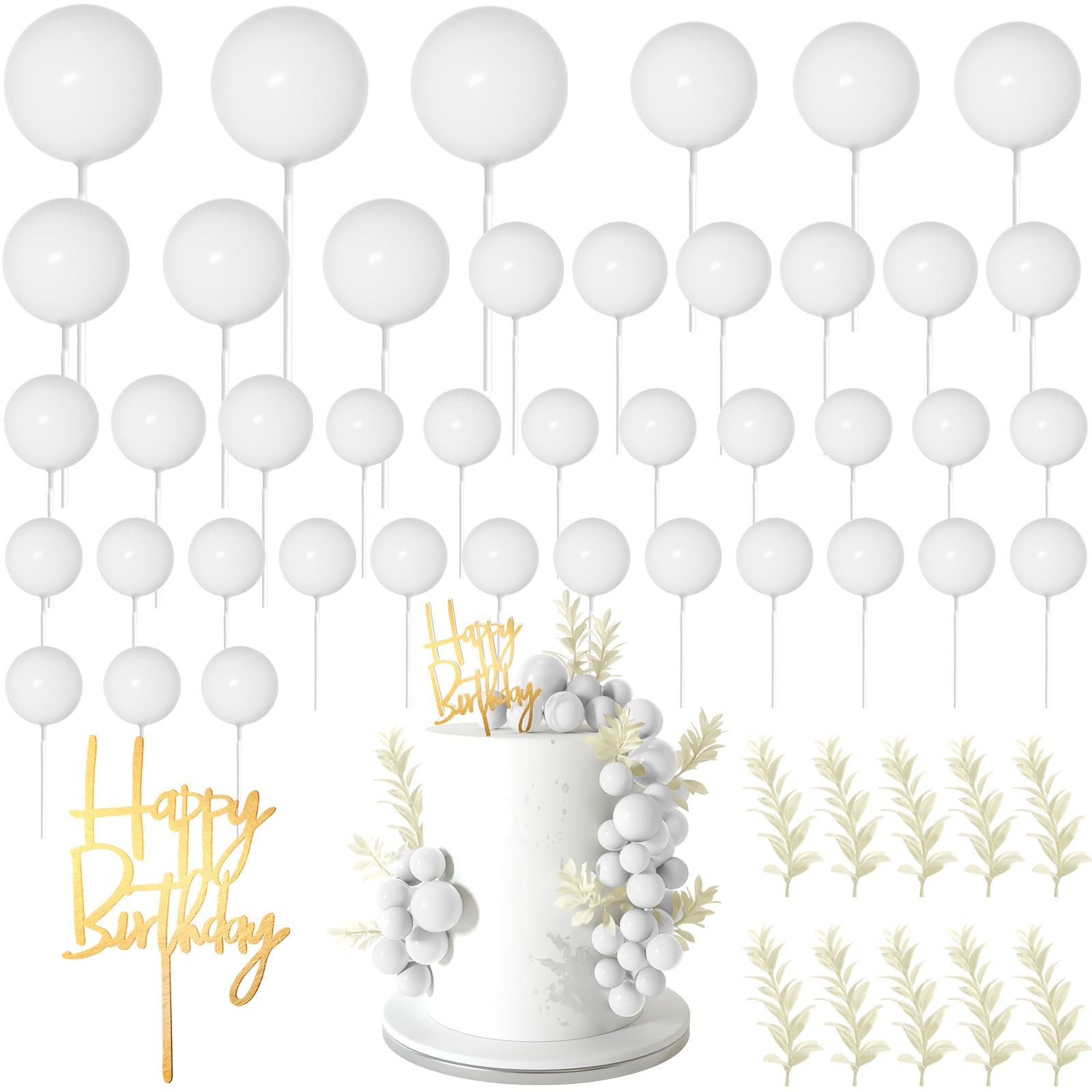 MIAHART Ball Cake Toppers Boho Grass Cake Topper Ball Cake Insert Decoration for