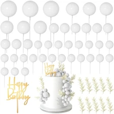 MIAHART Ball Cake Toppers Boho Grass Cake Topper Ball Cake Insert Decoration for