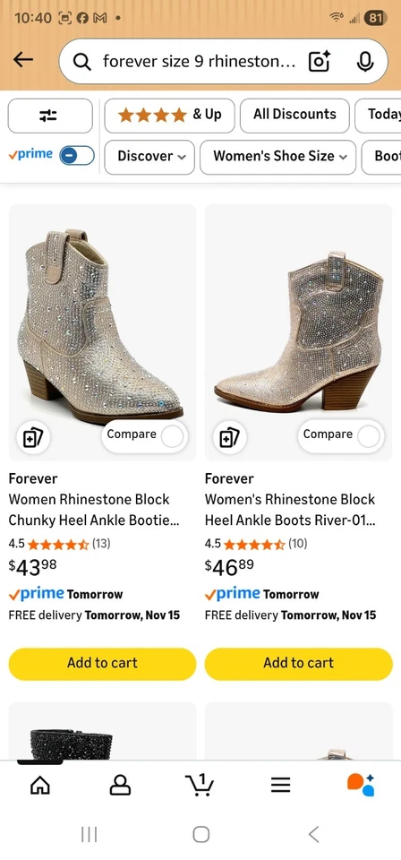 Botines Forever con estrás para mujer. Talla 9. Nuevo en caja tacón bloque Foto 2 de 4