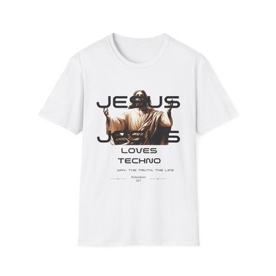 Unisex  Jesus Loves Techno  T-Shirt   Techno Streetwear