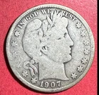 1907S US Barber SILVER Half Dollar "San Francisco" Mint! Lower Mintage Coin!