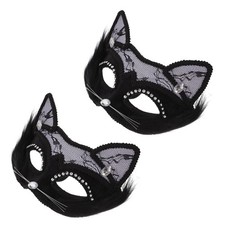  2 Pcs Masque De Fête Pour Adultes Mascarade Chat Masques D'animaux
