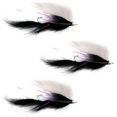 Dolly Llama Stinger Streamer Flies - 3 Black and White - Size 4