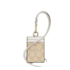 Coach F63274 Signature Canvas Lanyard ID, IM/Light Khaki Chalk