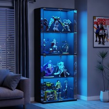 Figure Display Cabinet with LED Lightis, 4-Tier Curio Cabinet with Glass Doors