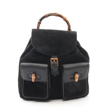 GUCCI Bamboo Backpack Suede Leather Black #RC4022