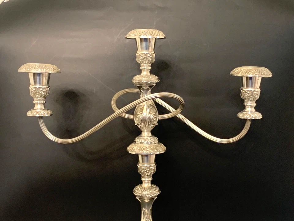 1847 Rogers Bros. HERITAGE Silverplate 3 Light Candelabra 18.75" Tall SUPER NICE - Image 2 of 4