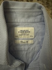 Charles Tyrwhitt Men's Blue Classic Fit Dress Shirt 17/37 Long Sleeve Button Up