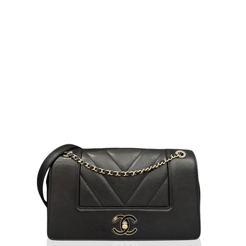 Chanel Chevron Quilted Medium Vintage Mademoiselle Flap Sheepskin (mx042326a2)