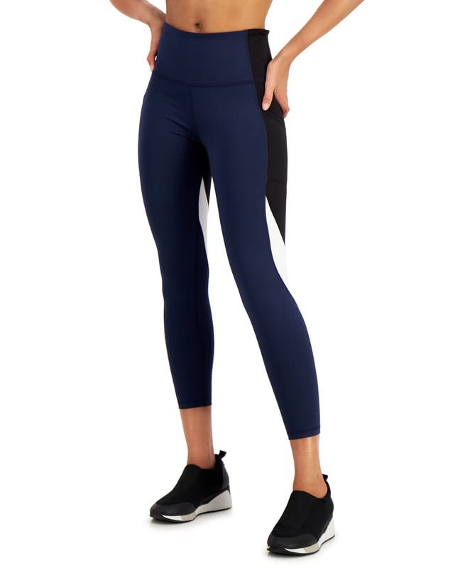Ideology NWT Women's YOGA WORKOUT Colorblock 7/8 Leggings Navy Blue Size XXL