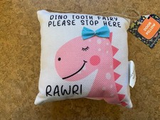 New Girl's Pink Dinosaur Tooth Fairy Pillow Door Hanger Cushion 5.5  x 5.5  -NWT