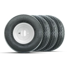 GTW Golf Cart Wheel & Tire Combo - 18" Topspin Sawtooth Tires & 8" White Wheels