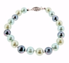 Gray Fresh Water Pearl Bracelet 925 Silver Knotted 8 mm 8 inch