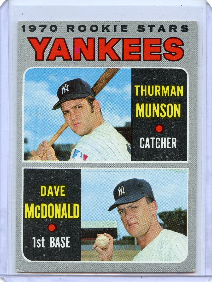 1970 TOPPS BASEBALL #189 THURMAN MUNSON ROOKIE CARD RC, NEW YORK YANKEES,  051822 | eBay