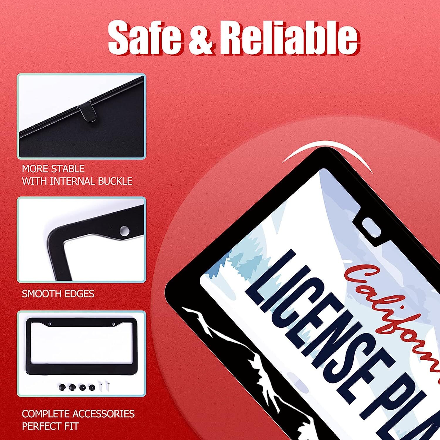 For Subaru Outback Mountains Raised BLACK Metal Car License Plate Frame