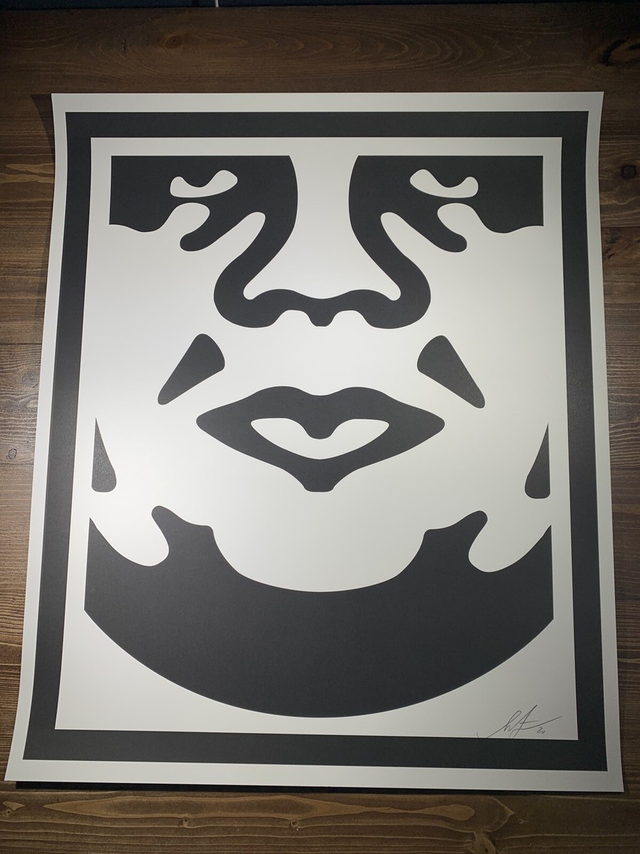 レア！Shepard Fairey(OBEY)xMike Giant サイン入り Shepard Fairey Obey Classic Icon Art Print Poster Signed 25 X 30