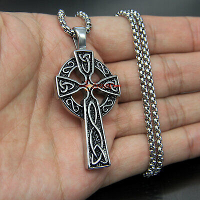 pickyegg.com Unisex Stainless Steel Irish Celtic Knot Cross Pendant Necklace  For Men – PickyEgg