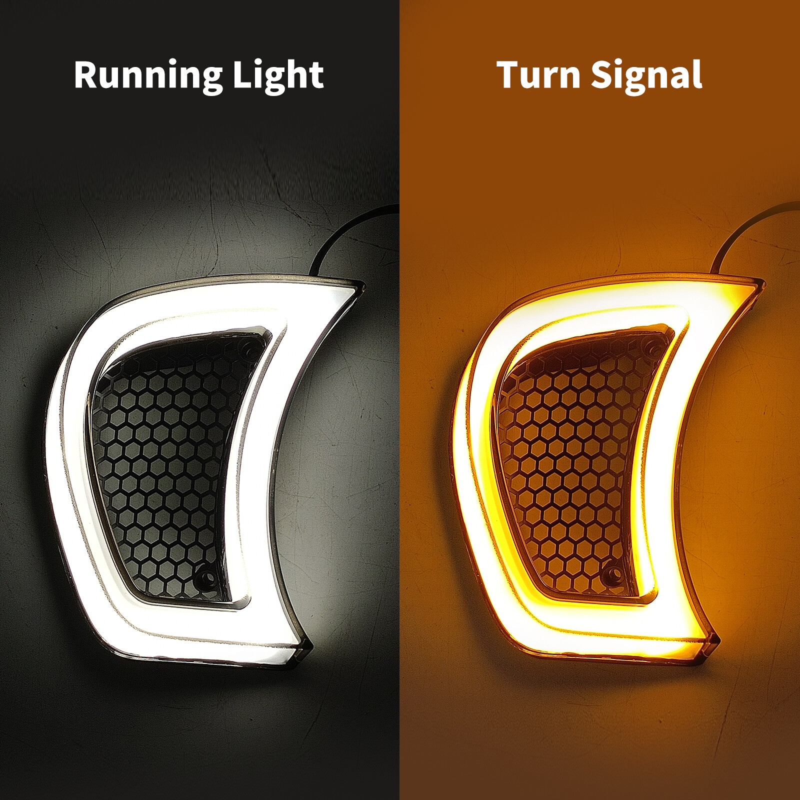 Amber White w/ Smoke Lens Headlight Vent Accent LED Light For Harley Road Glide