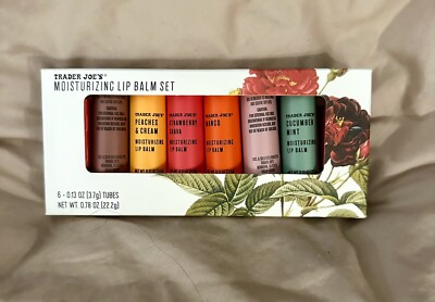 Trader Joe's Moisturizing Lip Balm Set 6 Assorted Flavors Gift Box
